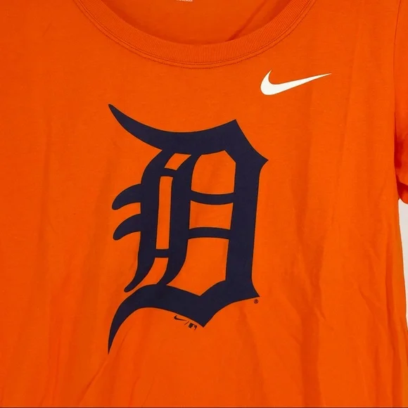 NIKE MLB DETROIT TIGERS BASEBALL ATHLETIC T-SHIRT ORANGE BLUE MEDIUM - Picture 3 of 7